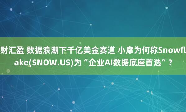 财汇盈 数据浪潮下千亿美金赛道 小摩为何称Snowflake(SNOW.US)为“企业AI数据底座首选”？